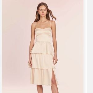 Amanda Uprichard Rosalia Silk Dress in Biscotti